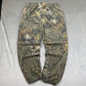 VTG Mossy Oak Field Staff Faded Camo Sweatpants Hunting Fleece Lined Mens XL